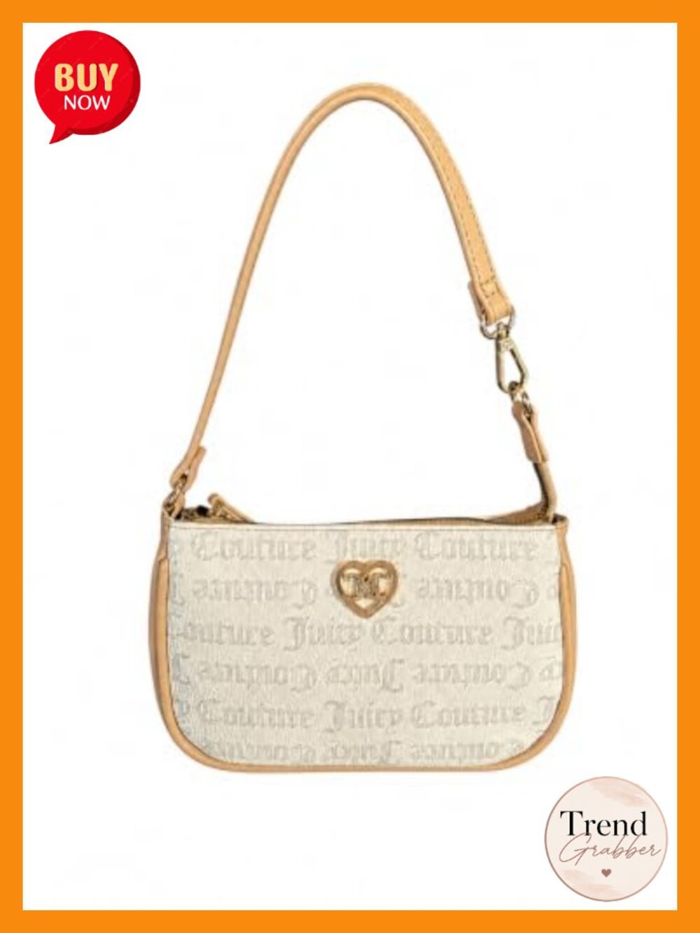 Mini Shoulder Bag with Wristlet Strap, Faux Leather, Zip Top, Heart Logo
